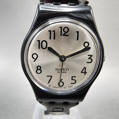 Swatch Moisito Watch Women 25mm Silver Dial Black Tone Round LB160G New Battery1