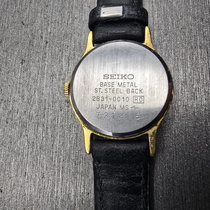 Seiko Watch Women 21mm Gold Dial Gold Tone Round 2B31-0010 New Battery Vintage10