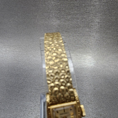 Seiko Tank Watch Women 15mm Champagne Dial Gold Plated Rectangle Manual Runs4
