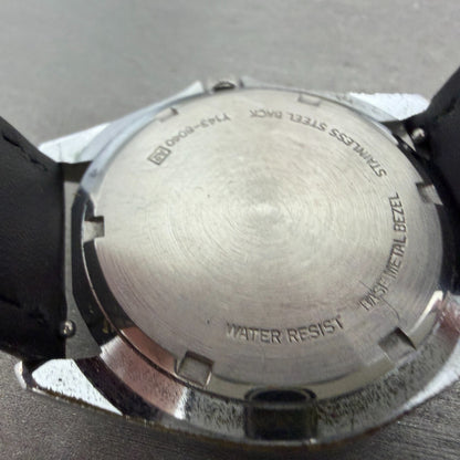 Seiko Lorus Watch Men 37mm Black Dial Silver Tone Daydate Y143-8040 New Battery9