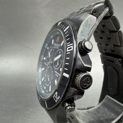 Swiss Military Hanowa Chronograph Watch Men 42mm Black Dial Black Tone READ!!!!!2