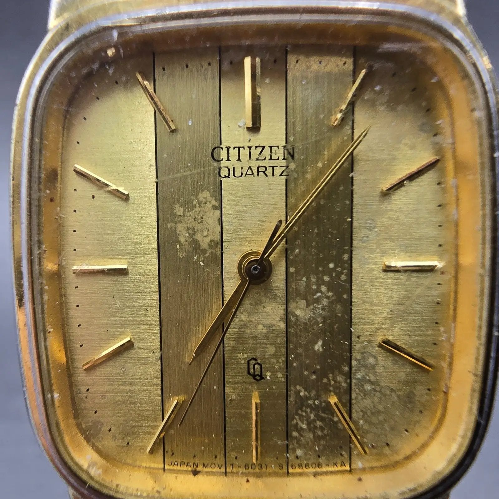 Citizen CQ Watch Men 27mm Champagne Dial Gold Tone Rectangle 6031-S23691 PARTS2