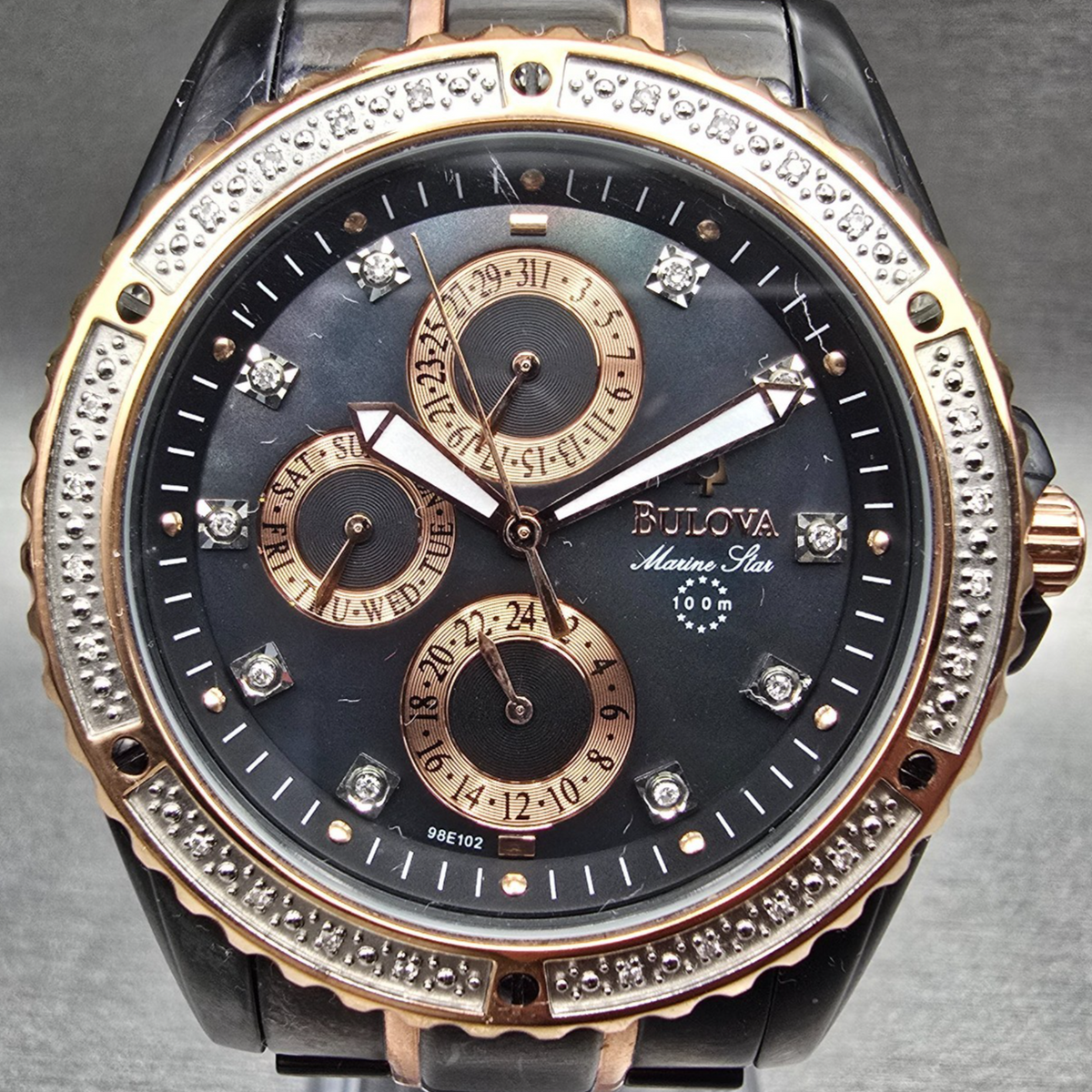 Bulova Marine Star Watch Men 42mm MOP Dial Two Tone Daydate 98E102 New Battery1