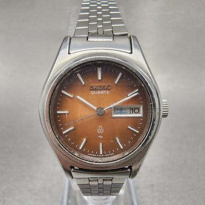 Seiko Watch Women 25mm Orange Dial Silver Tone Daydate Round 43260070 New Batt0