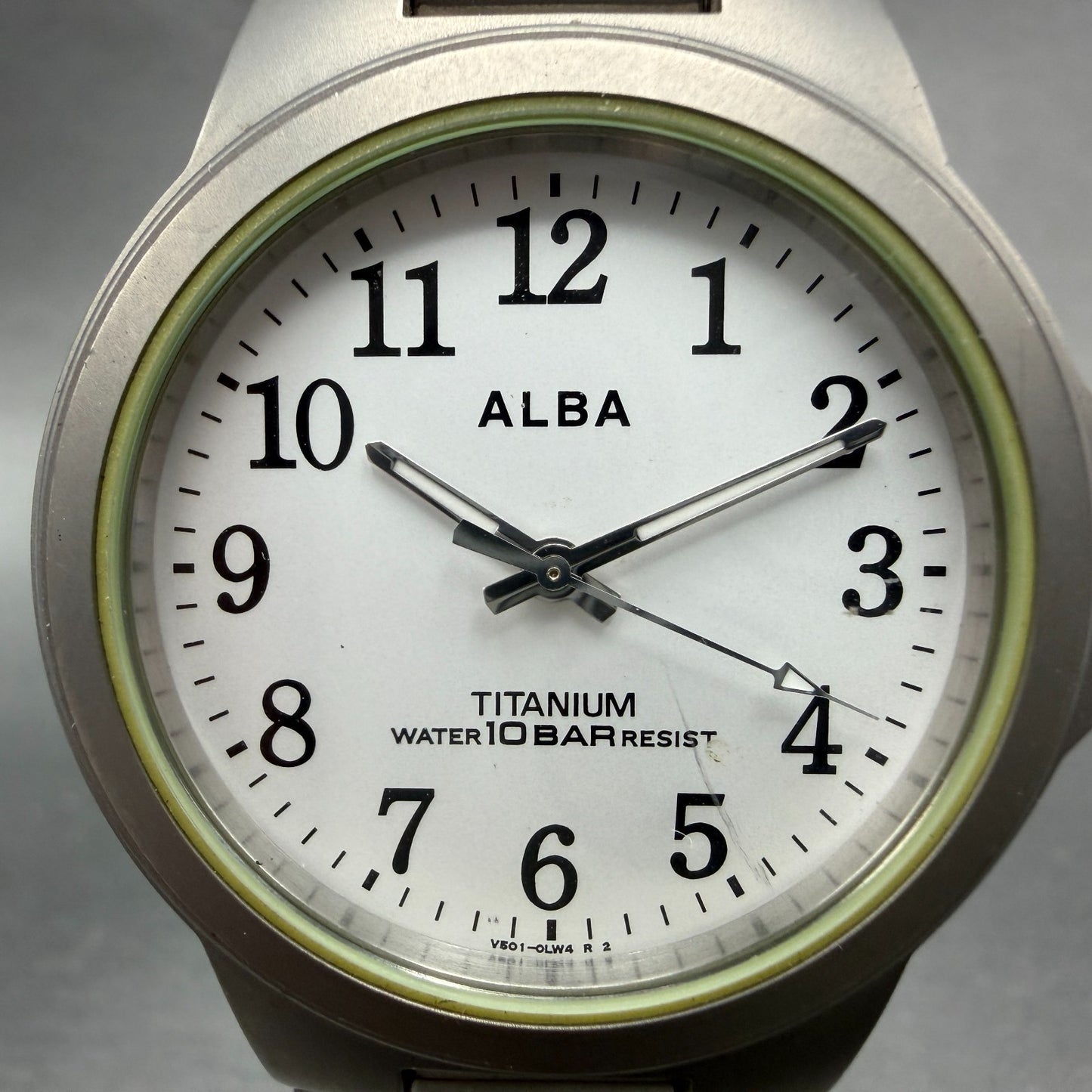 Seiko Alba Watch Men 35mm White Dial Titanium Round V501-0DN0 New Battery VTG VT1