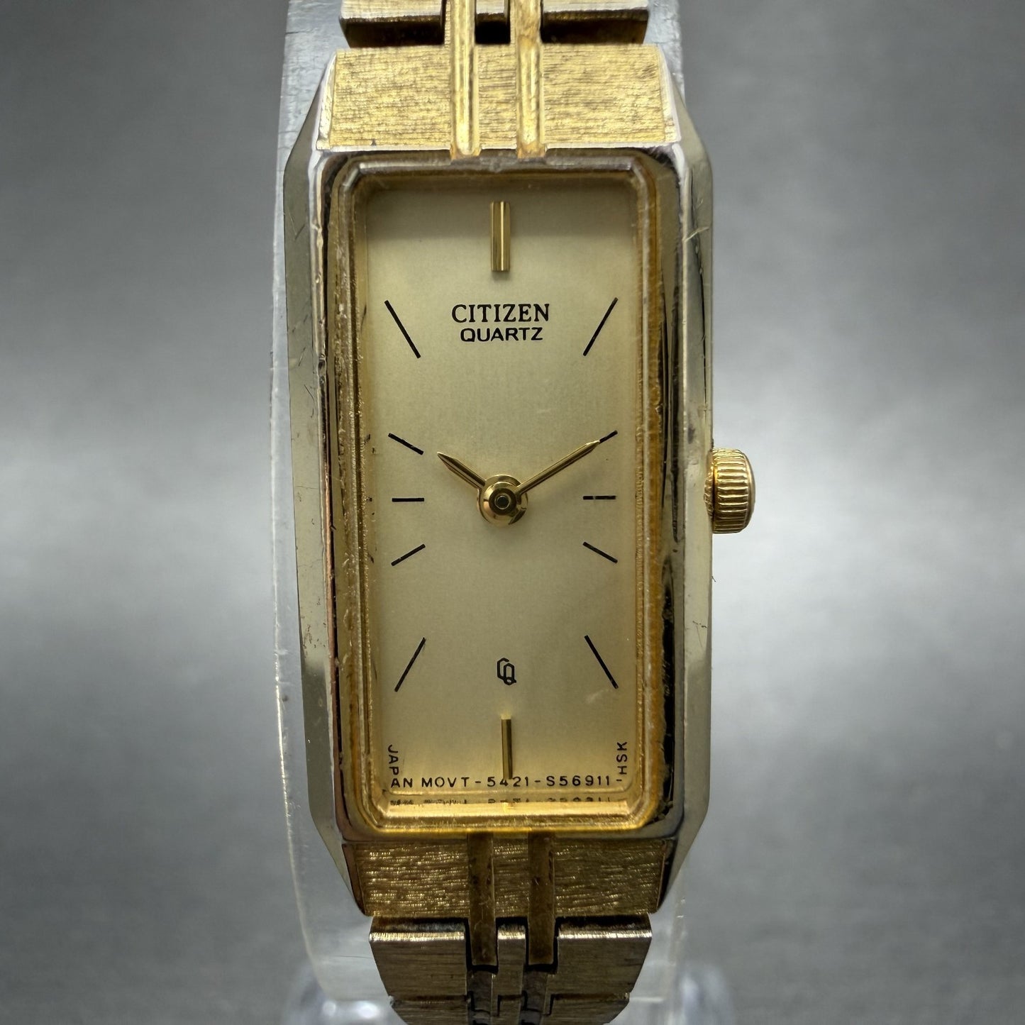 Citizen CQ Tank Watch Women 13mm Champagne Dial Gold Tone Rectangle New Battery1