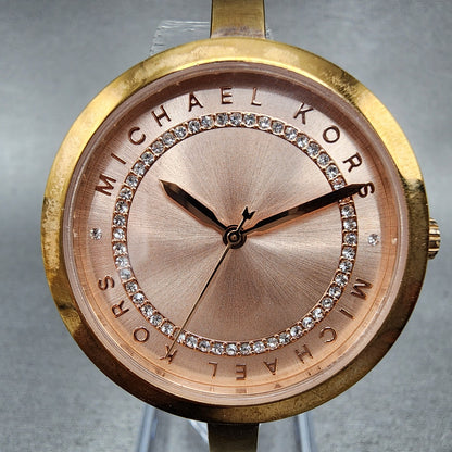 Michael Kors Blakely Watch Women 34mm Rose Dial Rose Gold Tone Round New Battery1