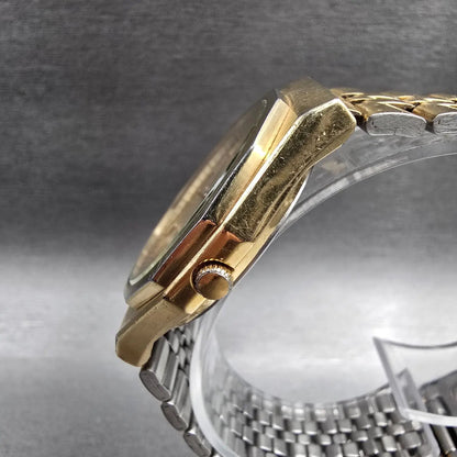Seiko SQ Watch Men 32mm Gold Dial Gold Tone Daydate Hexagon 8C23-6059 New Batt K2