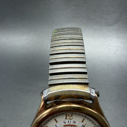 Seiko Watch Men 31mm White Dial Gold Tone Daydate Round 6F26 PARTS Vintage5