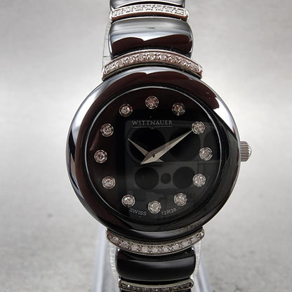 Wittnauer Watch Women 24mm Black Dial Black Ceramic Diamond Accent New Battery1