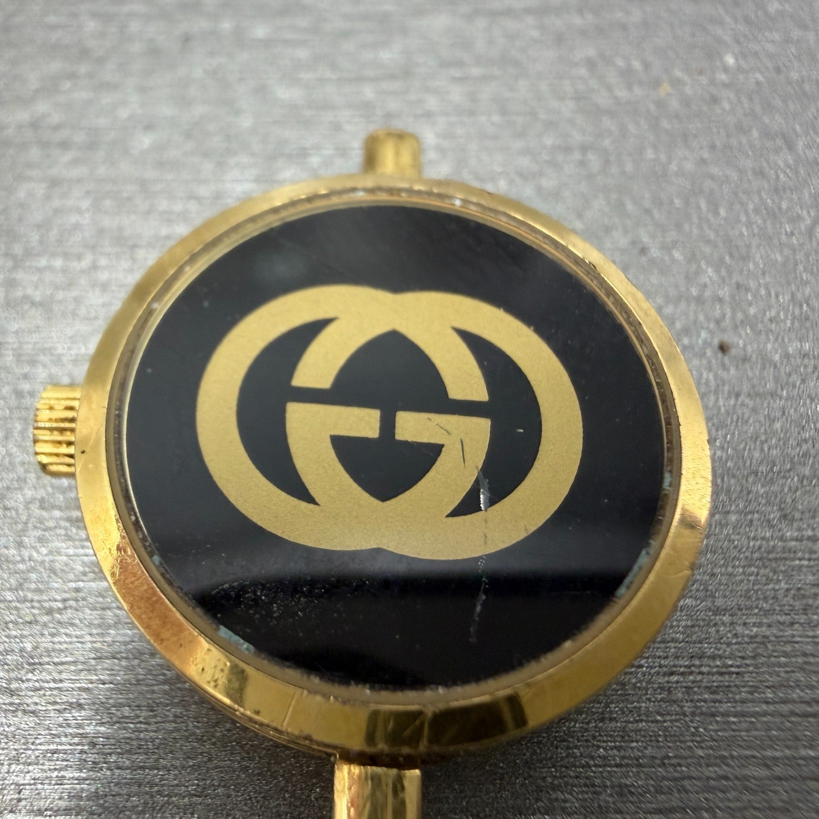 Gucci 2000L Watch Women 21mm Black Dial Gold Plated Round Vintage PARTS8