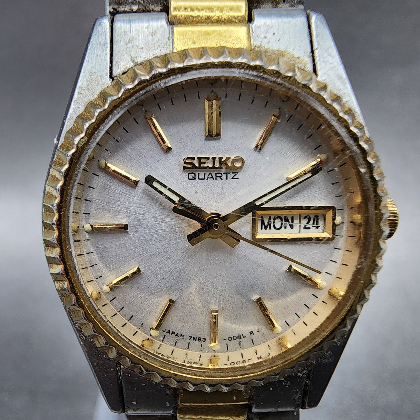 Seiko Watch Women 24mm White Dial Two Tone Daydate Round 7N830040 New Battery1