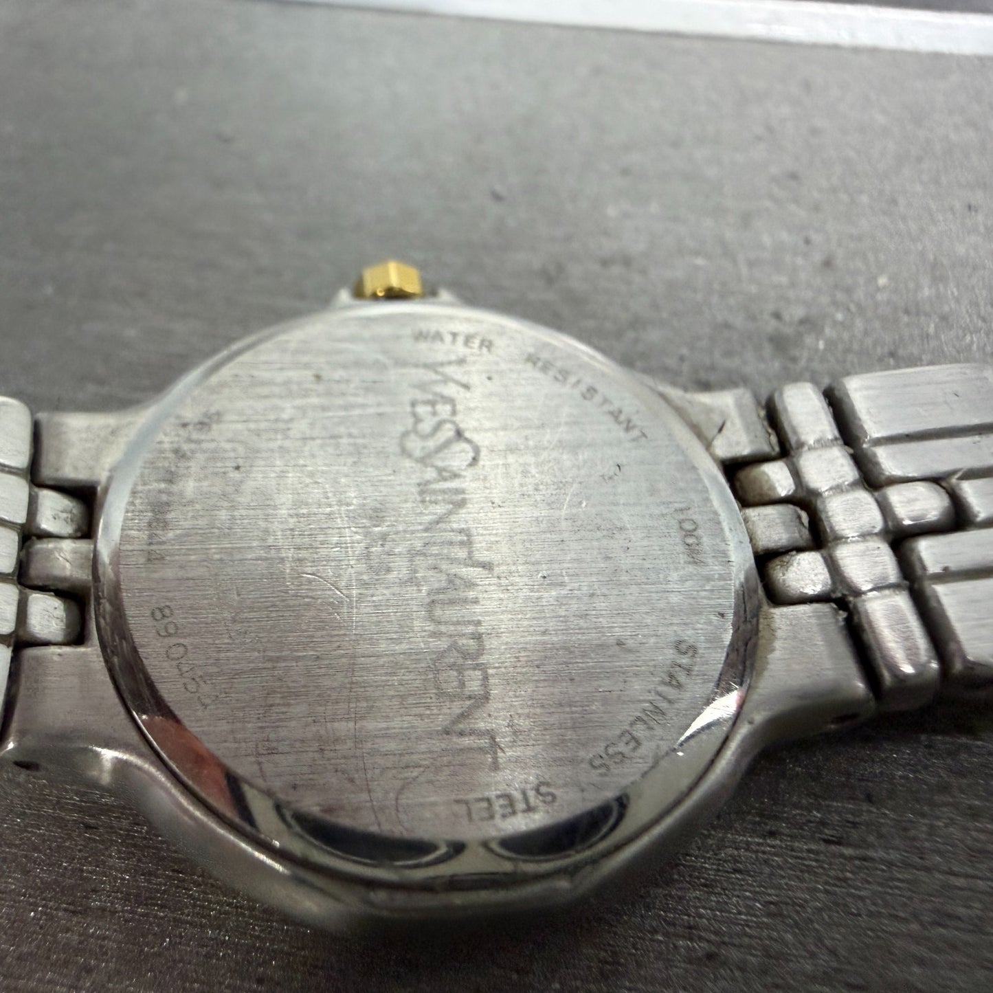 Yves Saint Laurent Watch Women 25mm White dial Two Tone Date 9613-H18644 New Bat9