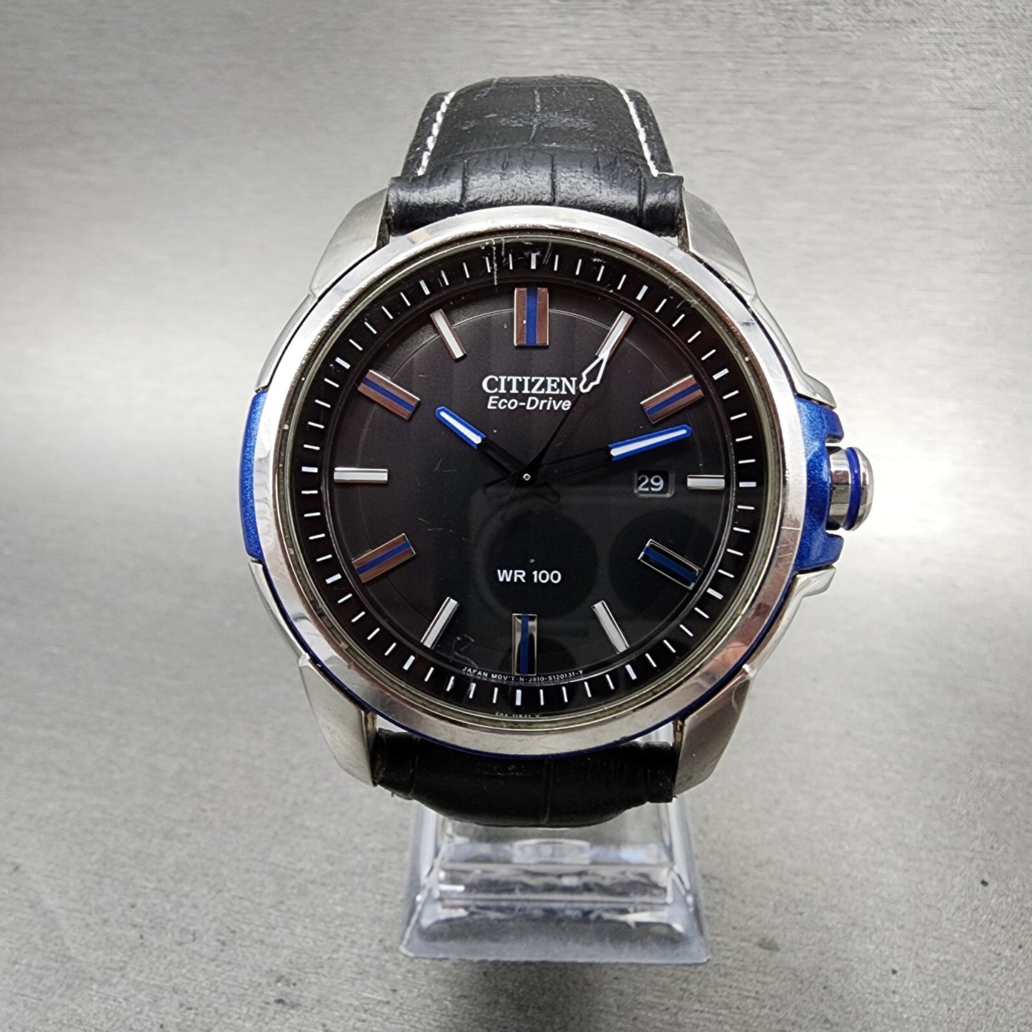 Citizen EcoDrive Weekender Watch Men 44mm Black Dial Steel Date AW115104E0