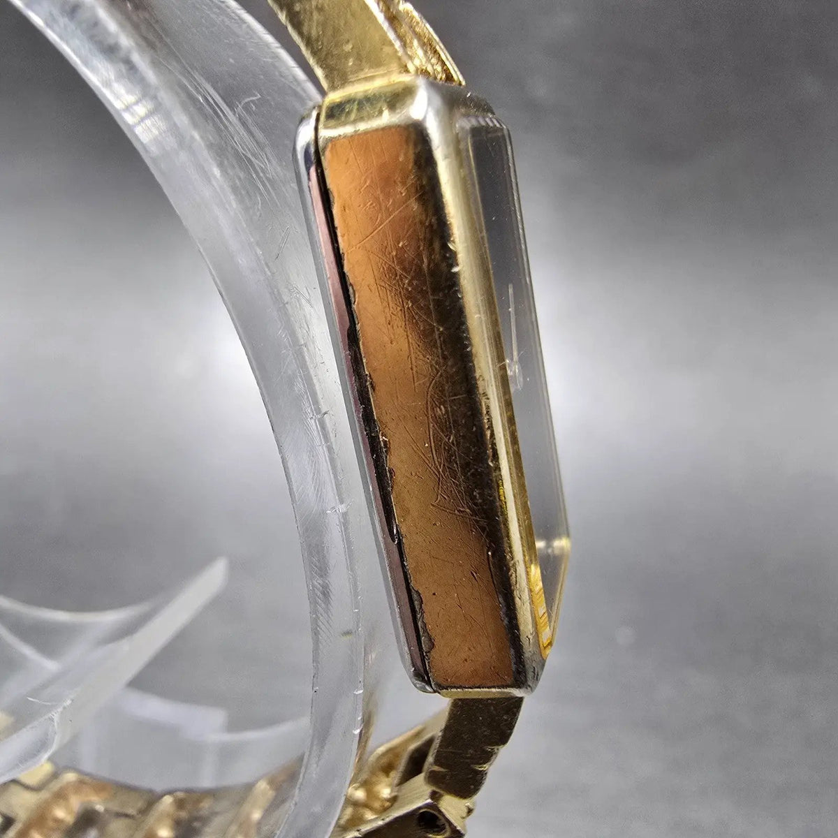 Seiko Tank Watch Women 13mm Black Dial Gold Rectangle 1320-5249 New Battery JP3