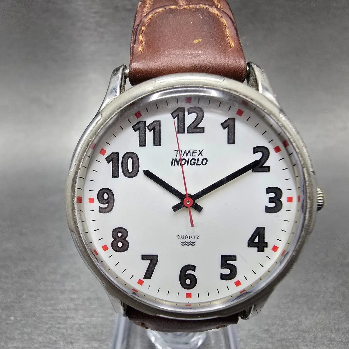 Timex Easy Reader Watch Men 35mm White Dial Silver Tone Indiglo Round New Batt0
