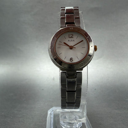 Seiko Alba Watch Women 23mm White Dial Silver Tone Round V501-0DX0 New Battery5