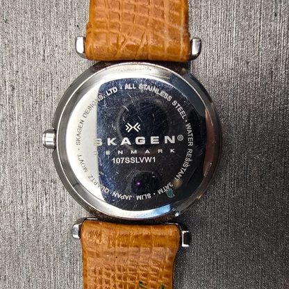 Skagen Watch Women 25mm MOP Dial Silver Tone Round 107SSLVW1 New Battery10