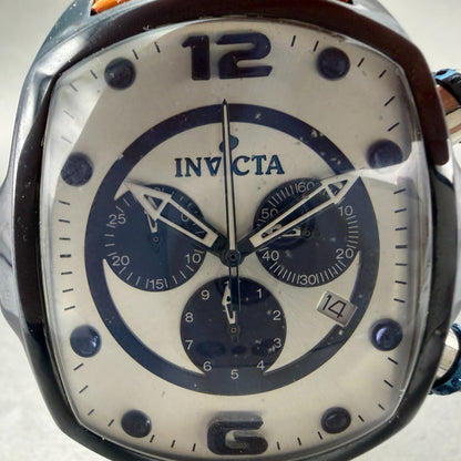 Invicta Lupah Chronograph Watch Men 46mm Silver Dial Blue Tone Date READ! Newbat1