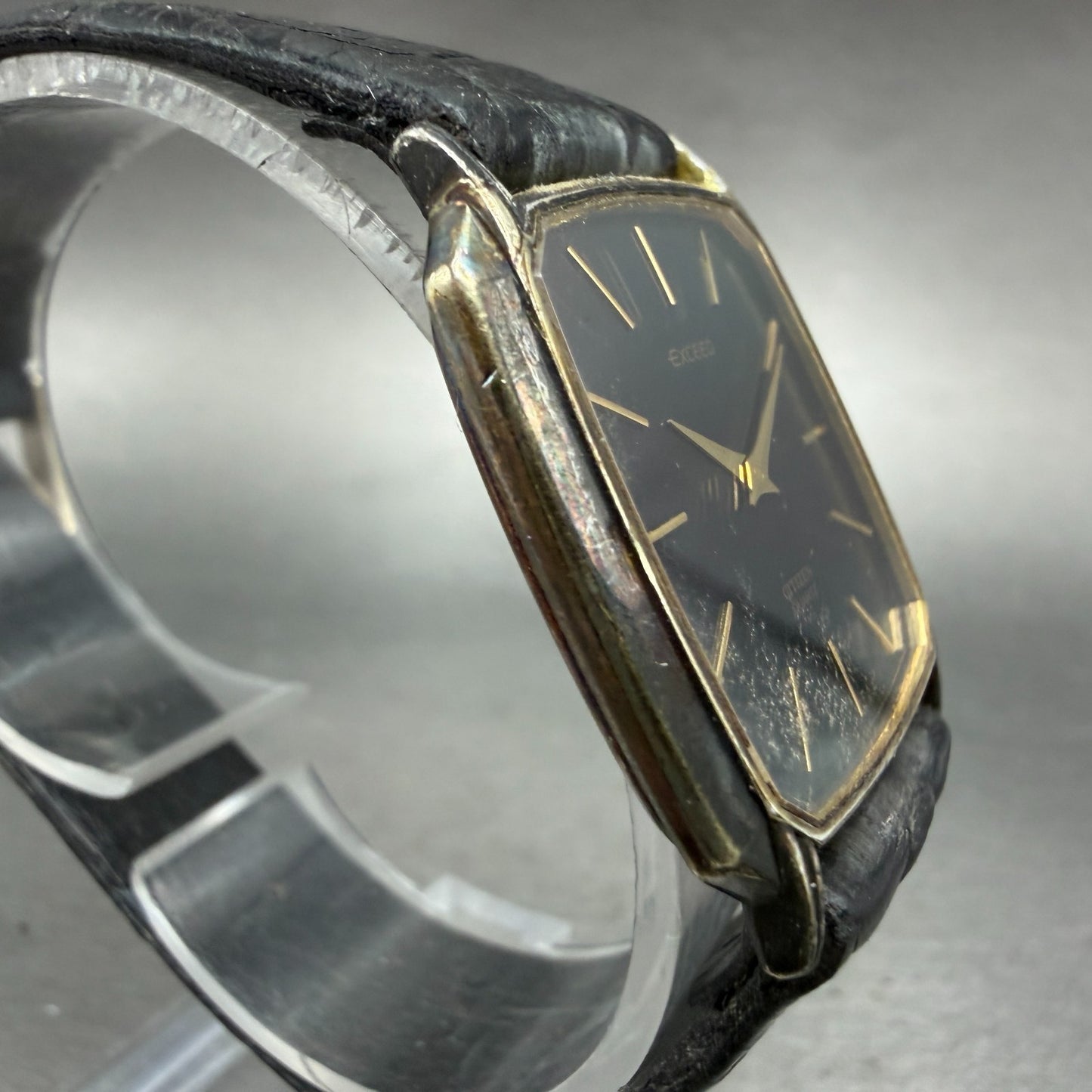 Citizen Exceed Watch Men 28mm Black Dial Gold Tone 2720-272005 New Battery VTG3