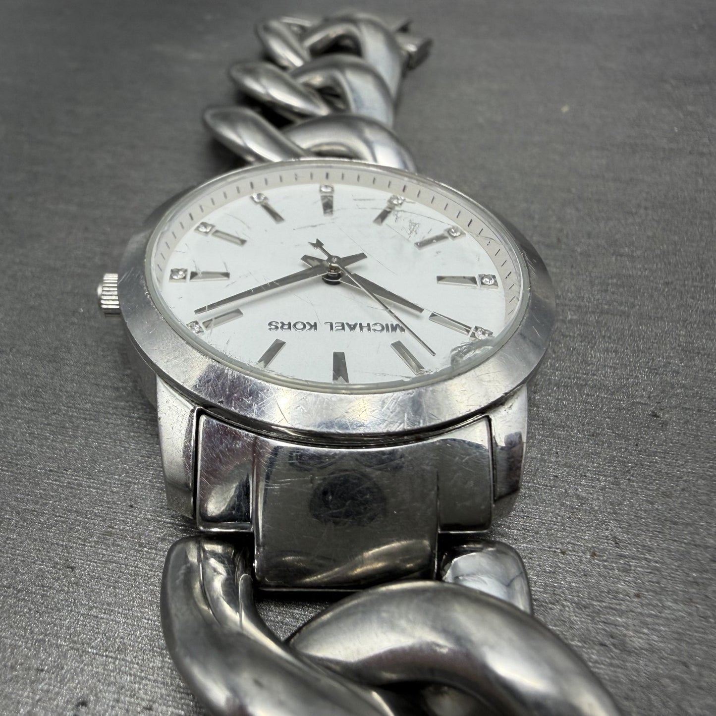 Michael Kors Elena Watch Women 35mm White Dial Silver Tone Round MK-4637 New Bat4