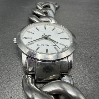 Michael Kors Elena Watch Women 35mm White Dial Silver Tone Round MK-4637 New Bat4