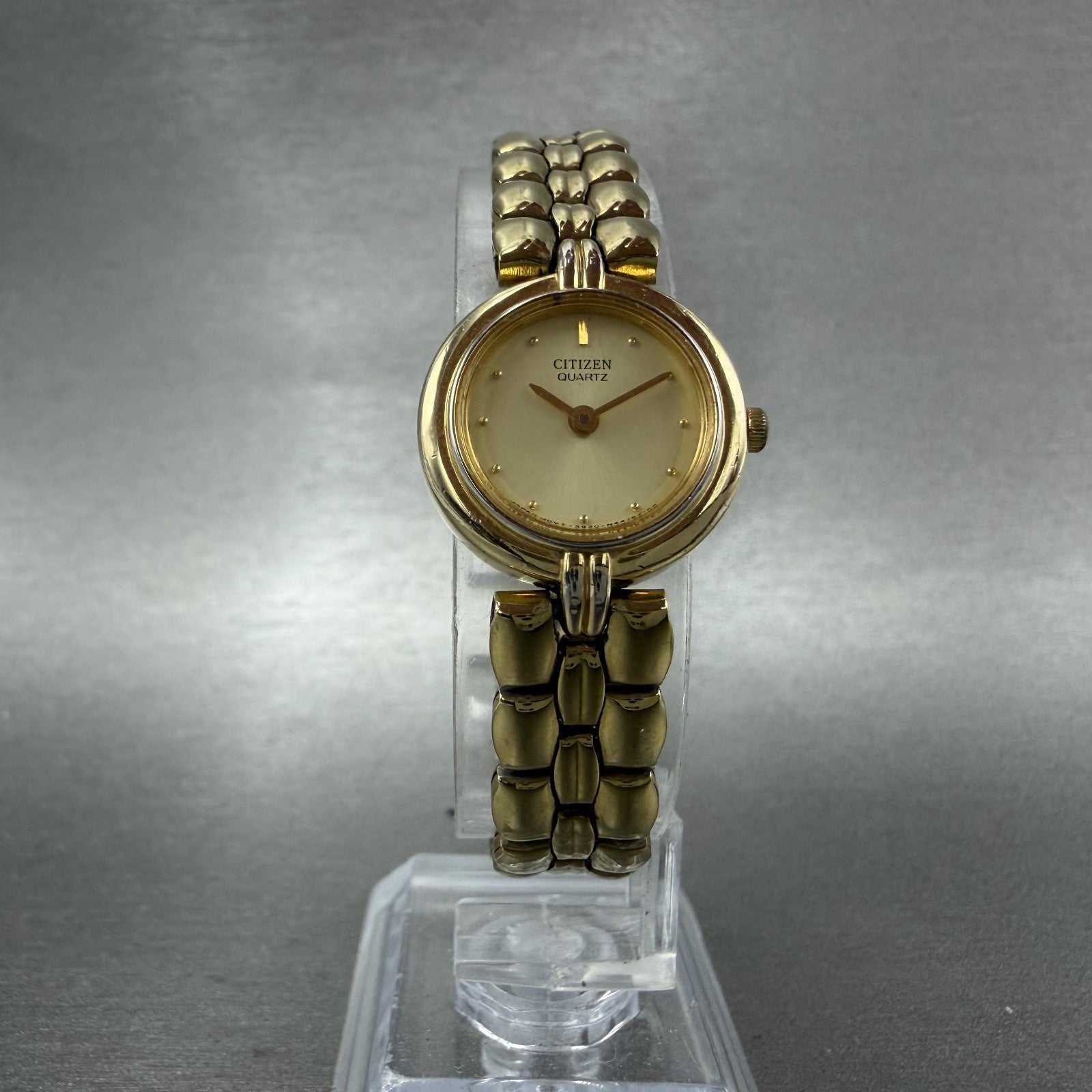 Citizen Watch Women 20mm Champagne Dial Gold Tone Round 5920S49500 New Battery5