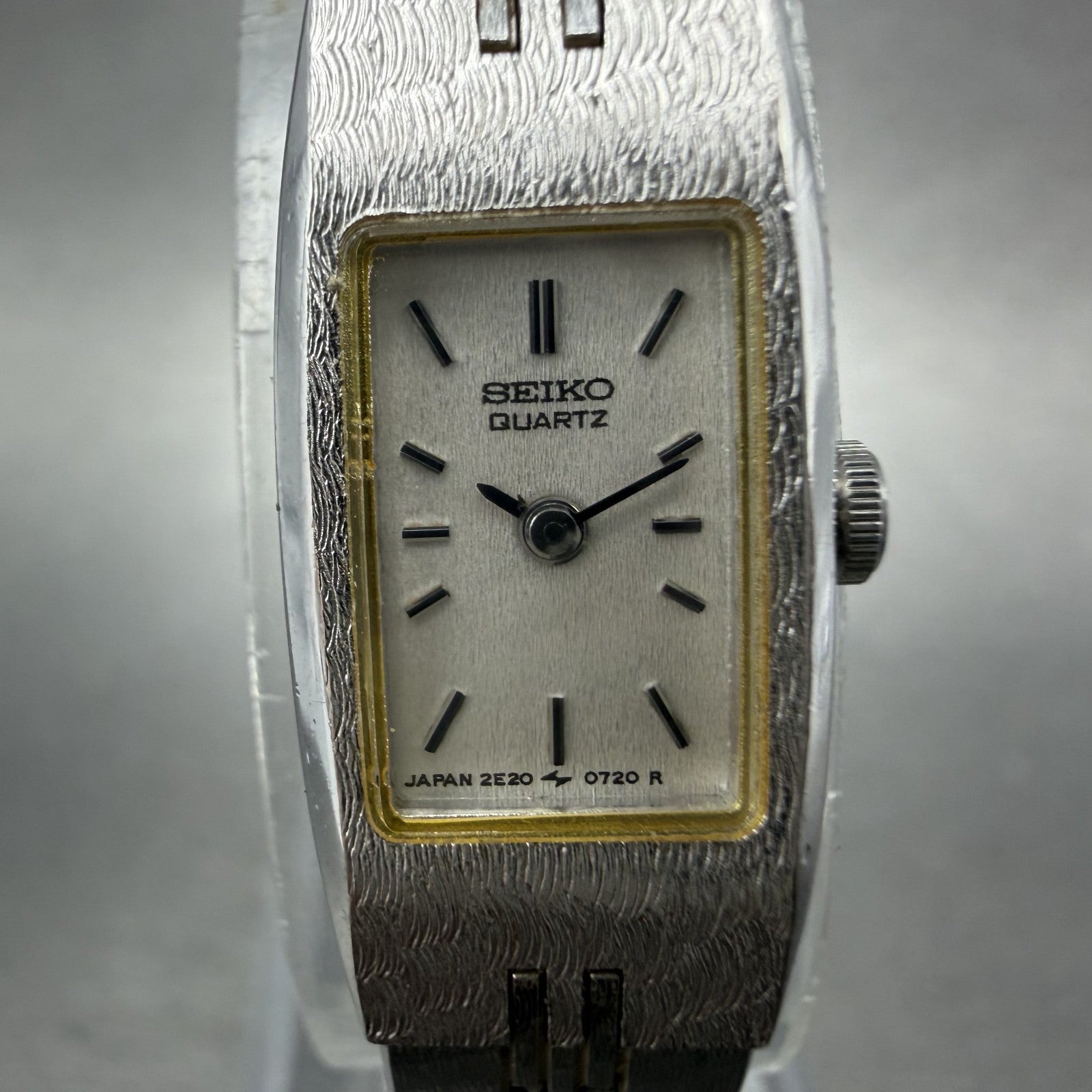 Seiko Tank Watch Women 12mm Silver Dial Silver Tone 2E20-5559 New Battery1
