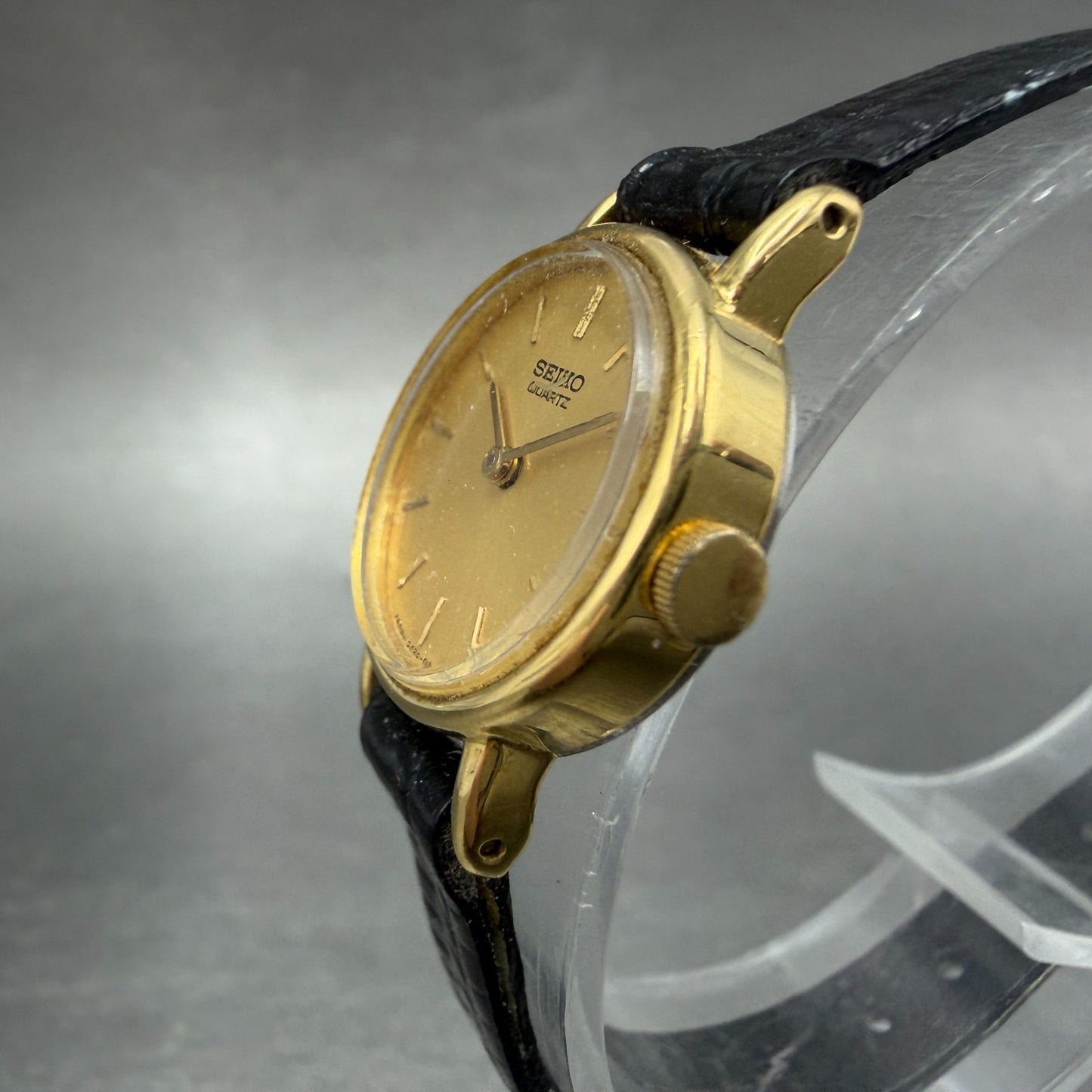 Seiko Watch Women 19mm Gold Dial Gold Tone Round 5420-0019 New Battery VTG 372