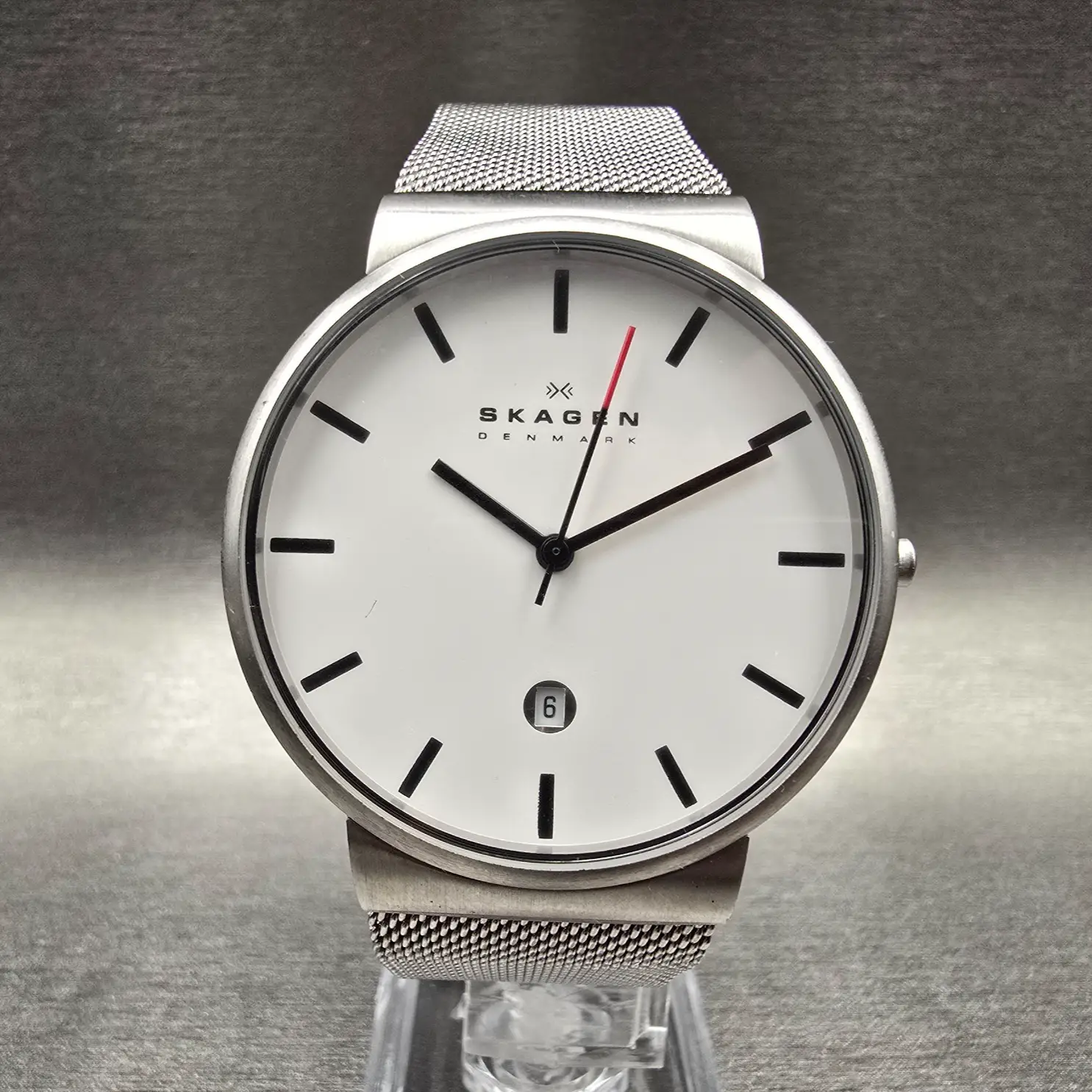 Skagen Ancher Watch Men 40mm White Dial Silver Tone Date Round SKW6052 New Batt0
