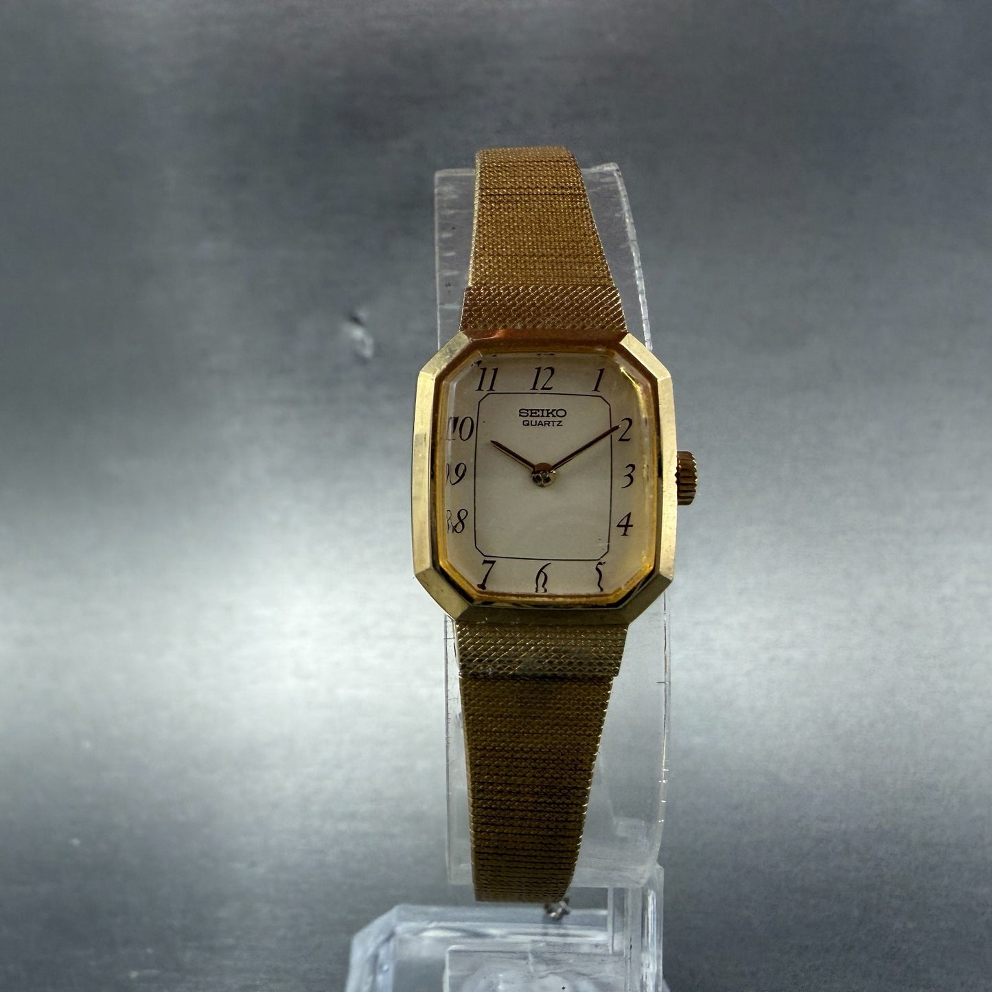 Seiko Watch Women 17mm Cream Dial Gold Tone Octagon VTG 4N00-5139 New Battery5