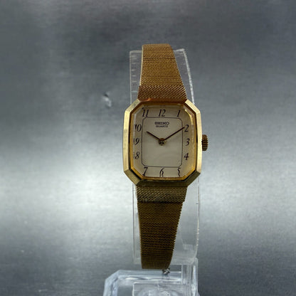 Seiko Watch Women 17mm Cream Dial Gold Tone Octagon VTG 4N00-5139 New Battery5