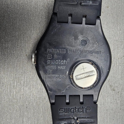 Swatch DARK REBEL Watch Men Black Dial Black Tone Daydate SUOB704 New Battery10