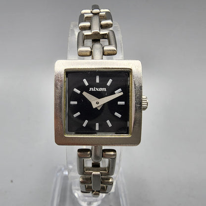 Nixon The Charm Watch Women 19mm Black Dial Silver Tone Square New Battery