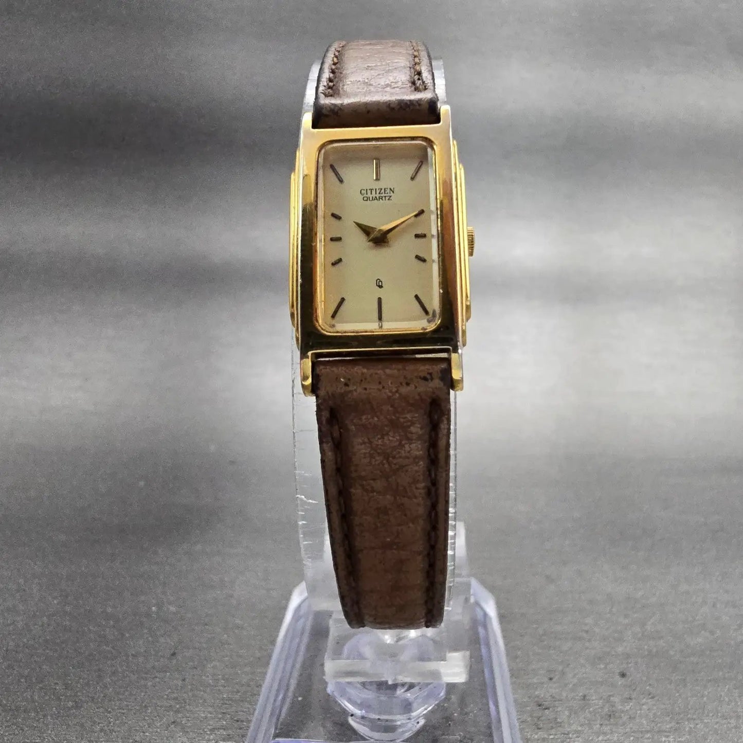 Citizen Tank Watch Women 15mm Champagne Dial Gold Tone 2200-229189 New Battery5