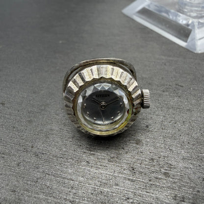 Citizen Ring Watch Women 20mm Silver Dial White Gold Plated Manual wind Runs0