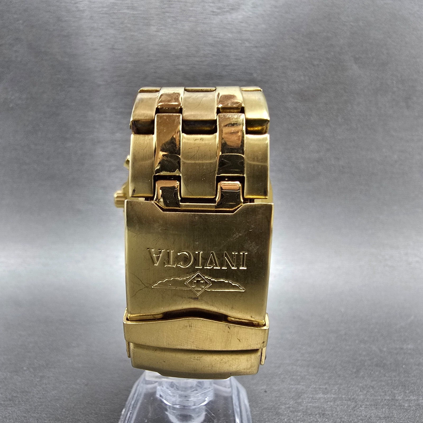 Invicta Chronograph Dive Watch Men 46mm Blue Dial Gold Tone Daydate 6858 New Bat9