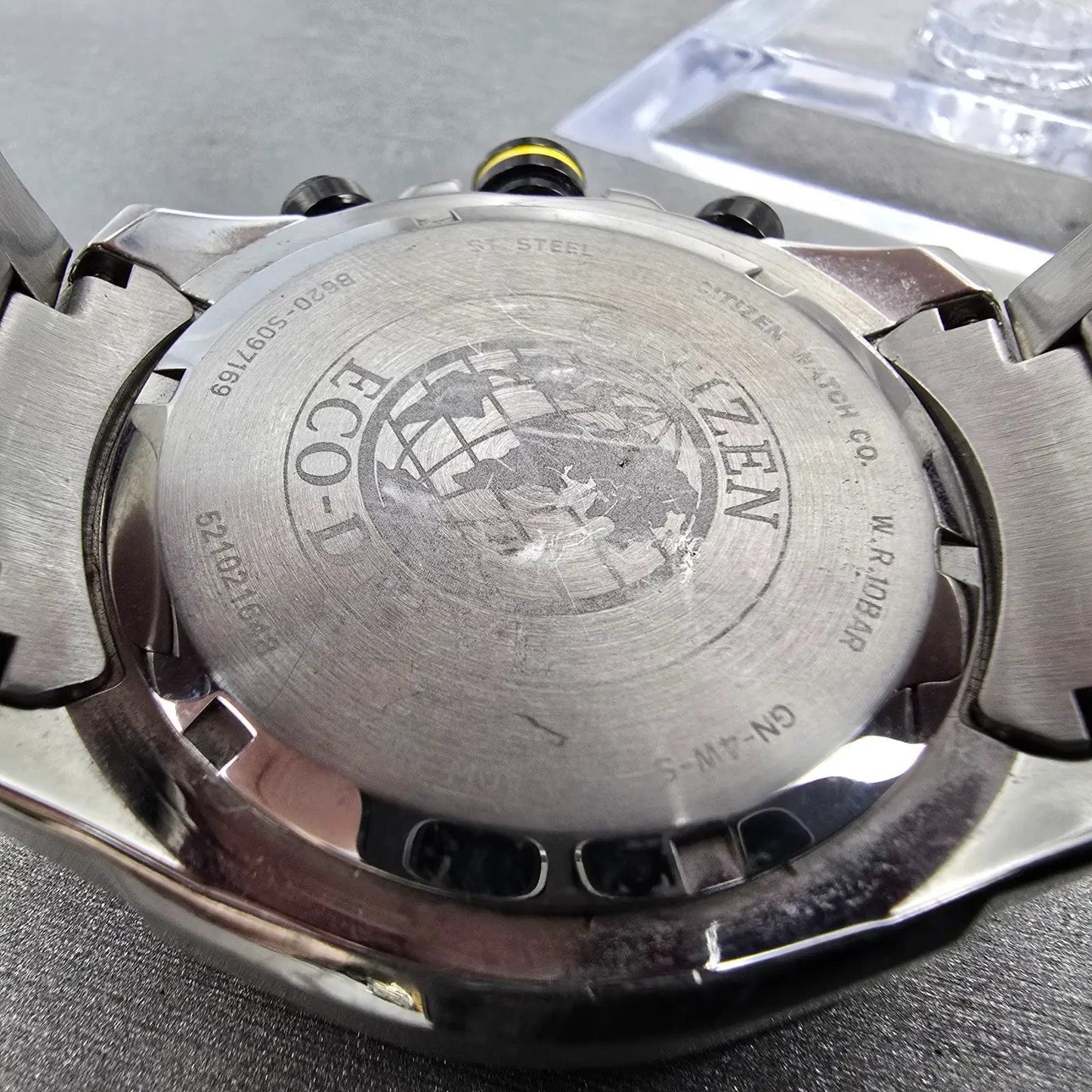 Citizen Eco-Drive Chronograph Watch Men 47mm Black Dial Steel Date Round Runs9