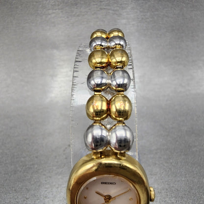 Seiko Watch Women 18mm White Dial Two Tone Oval 12215790 New Battery4