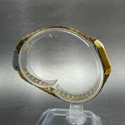 Seiko Tank Watch Women 17mm Black Dial gold Tone Octagon 2Y01-5D29 New Battery8