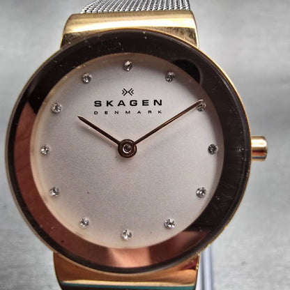 Skagen Freja Watch Women 26mm White Dial Rose Gold Tone Gemmed 358SRSC New Batt1