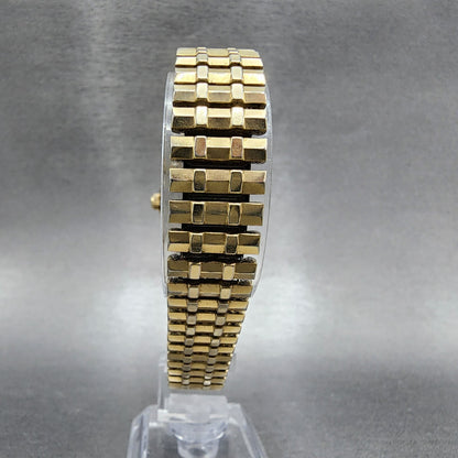Seiko Automatic Watch Women 25mm Black Dial Gold Tone Daydate Rectangle Runs7