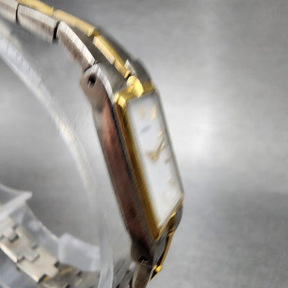 Seiko Tank Watch Women 13mm White Dial two Tone Rectangle 2e207479 New Battery3