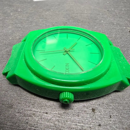 Nixon Time Teller Watch Men 39mm Green Dial Green Tone Round New Battery5