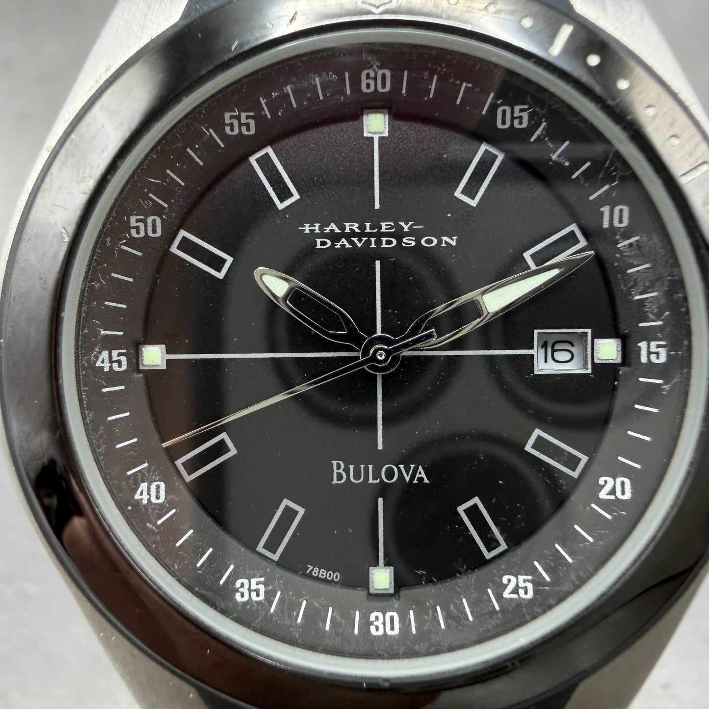 Bulova Harley Davidson Watch Men 39mm Black Dial Silver Tone Date Round New Batt1