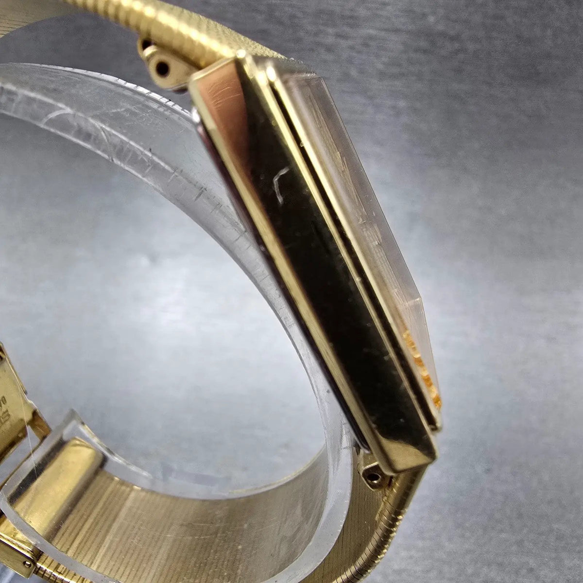 Seiko Tank Watch Men 24mm Gold Dial Gold Tone Date 5P32-5239 PARTS Vintage4