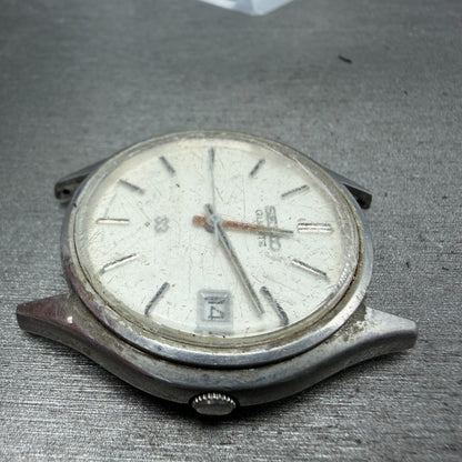 Seiko SQ Watch Men 37mm White Dial Silver Tone Date Round 7545-7009 PARTS6