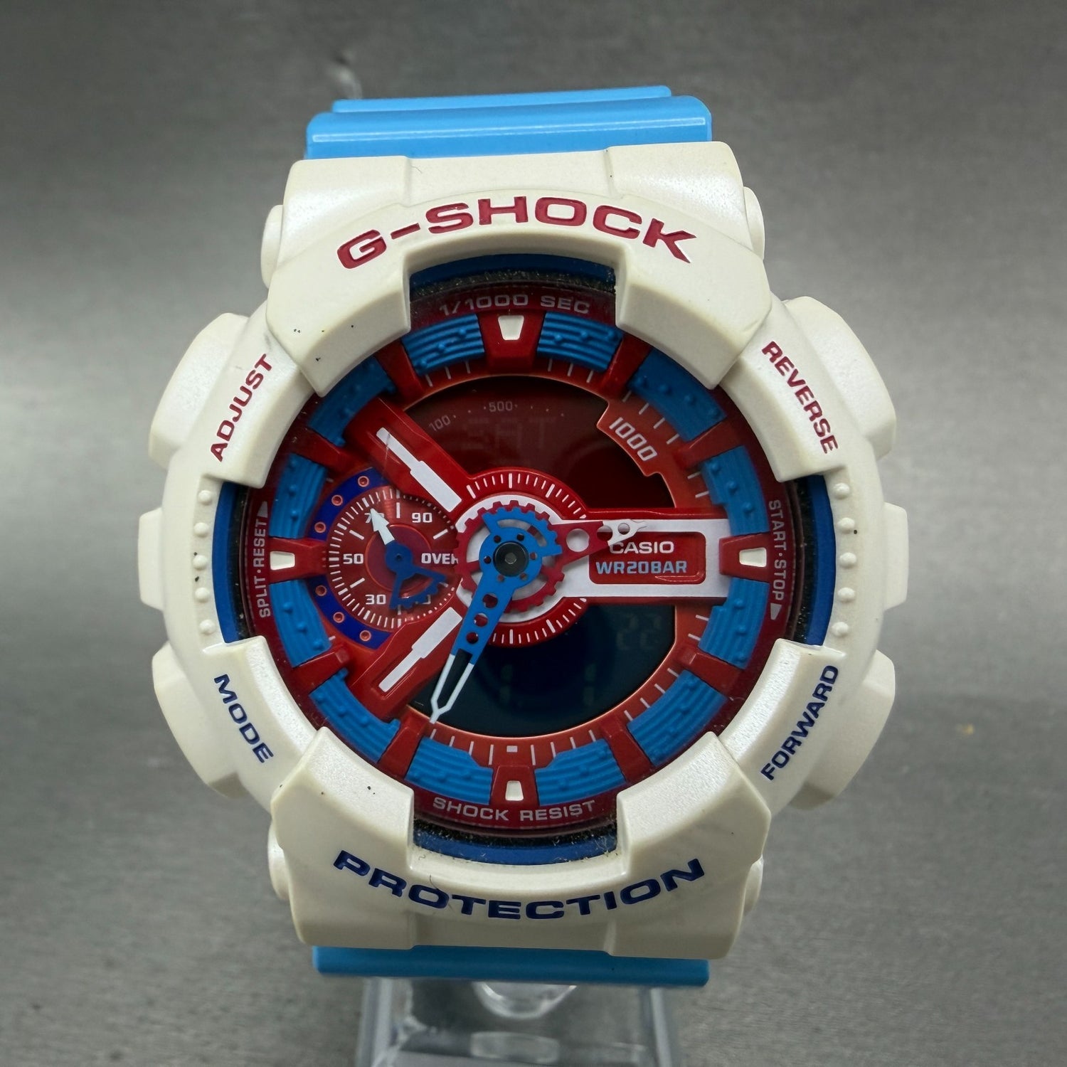Casio G-Shock Watch Men 51mm Digital Analog  Red Blue White GA-110AC New Battery0