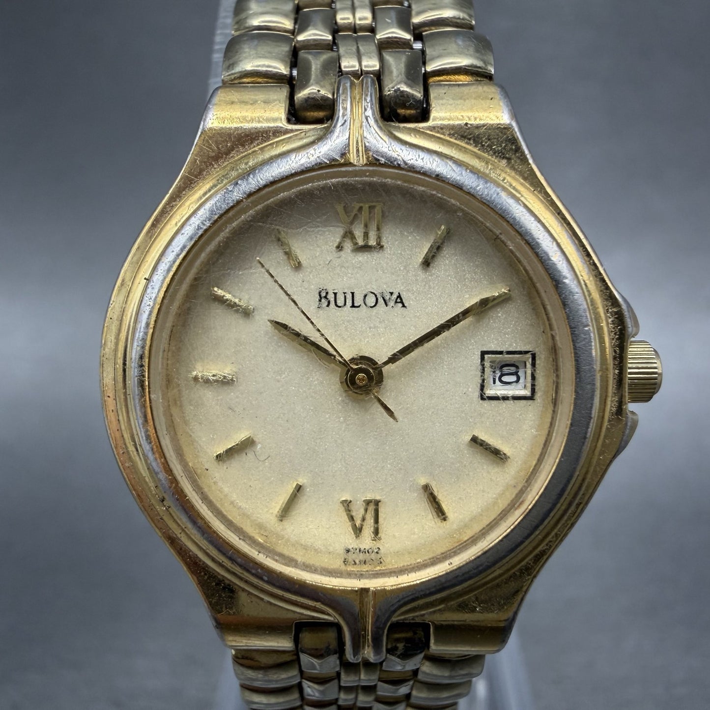 Bulova Watch Women 24mm Champagne Dial Gold Tone Date 97N02 New Battery1