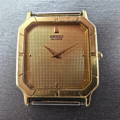 Seiko Tank Watch Men 28mm Champagne Dial Gold Tone Rectangle 9020-5320 PARTS VTG2